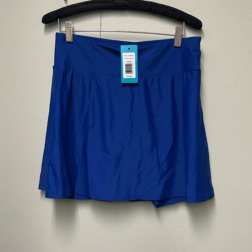 NWT~Calypsa A-Line Swim Skirt with Shorts~Skort~Medium~Royal Blue